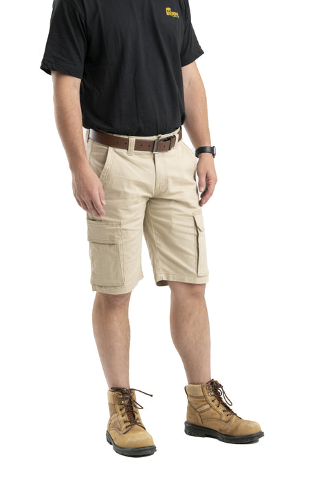 Berne Mens Sand Cotton Blend Heartland Flex Twill Work Short