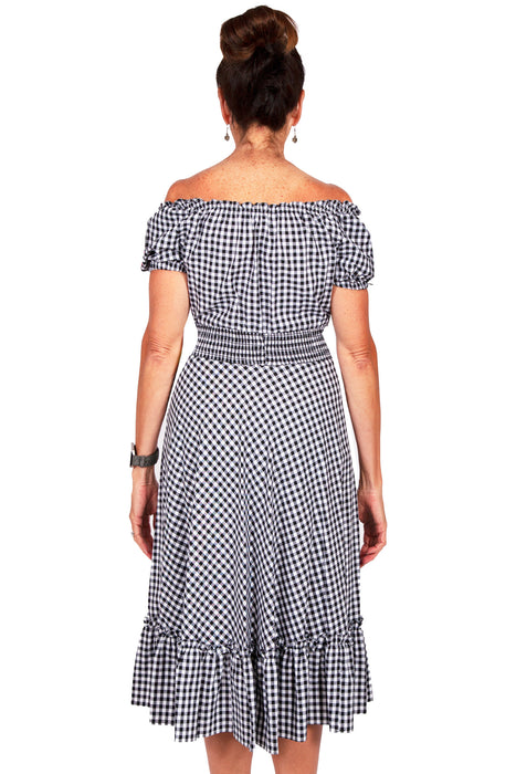 Scully Womens White 100% Cotton Gingham Check S/S Dress