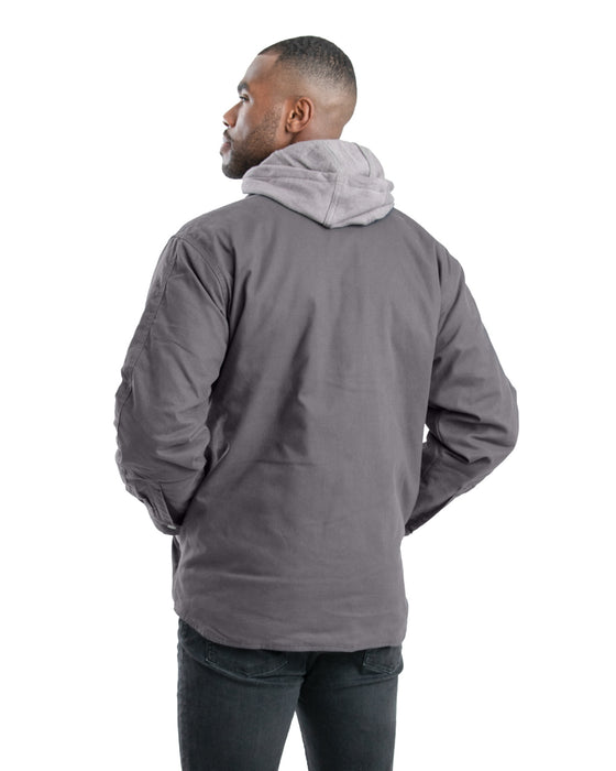 Berne Mens Heartland Duck Hooded Shirt Grey 100% Cotton Jacket