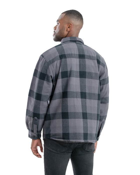 Berne Mens Plaid Slate 100% Cotton Flannel Shirt Jacket L/S