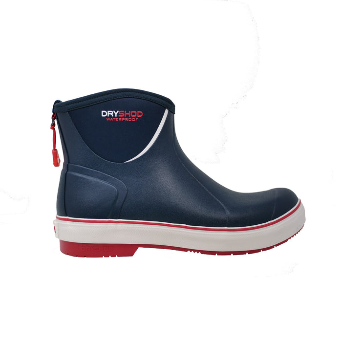 Dryshod Mens Slipknot Ankle-Hi Deck Navy/Red Rubber Boat Boots