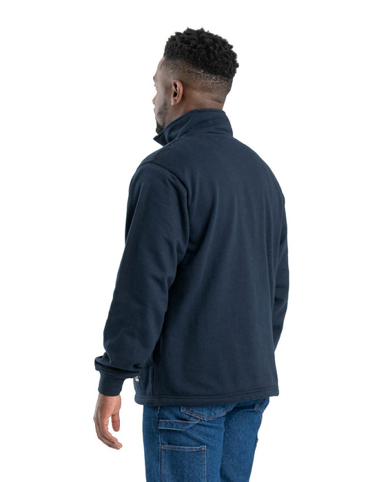 Berne Mens Navy Cotton Blend Fleece Quarter Zip