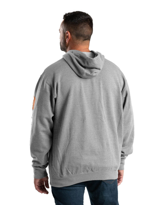 Berne Mens Grey Fleece Signature Sleeve Hooded Pullover