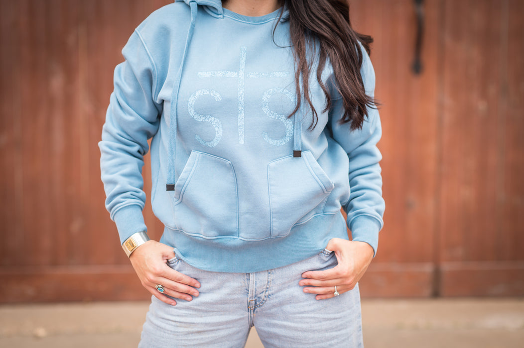 STS Ranchwear Womens Ranch Washed Blue Cotton Blend Hoodie