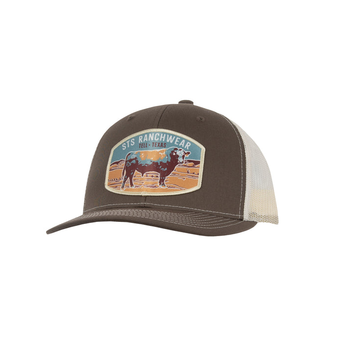 STS Ranchwear Unisex Bullscape Patch Choco Chip/Birch Cotton Blend Baseball Cap