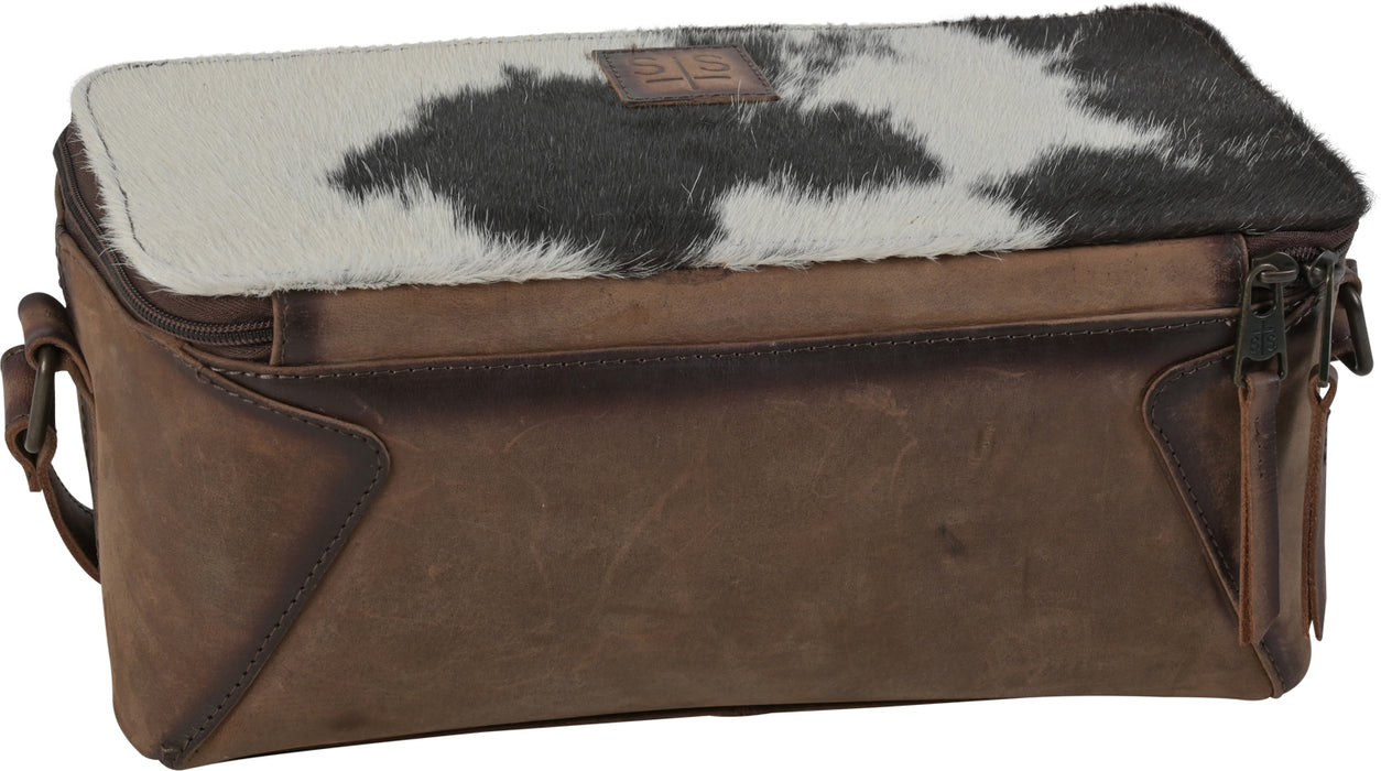 STS Ranchwear Womens Cowhide Maddi CarryAll Distressed Brown Leather Makeup Case