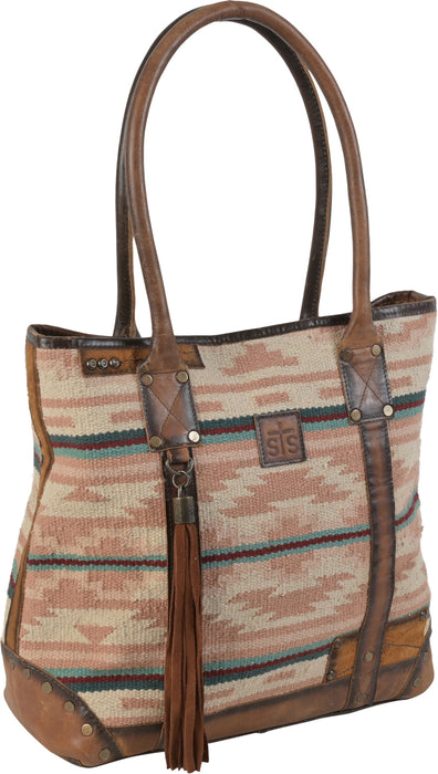 STS Ranchwear Womens Palomino Tote Multi-Light Pink Serape Leather Tote Bag