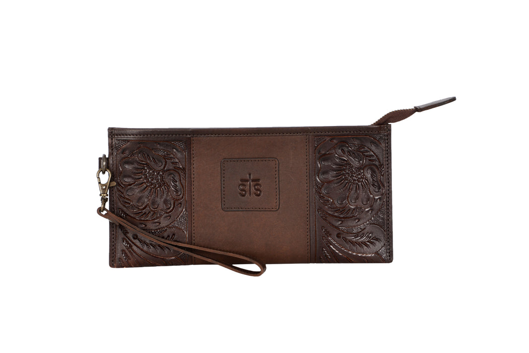 STS Ranchwear Womens Westward Chocolate Leather Clutch Bag