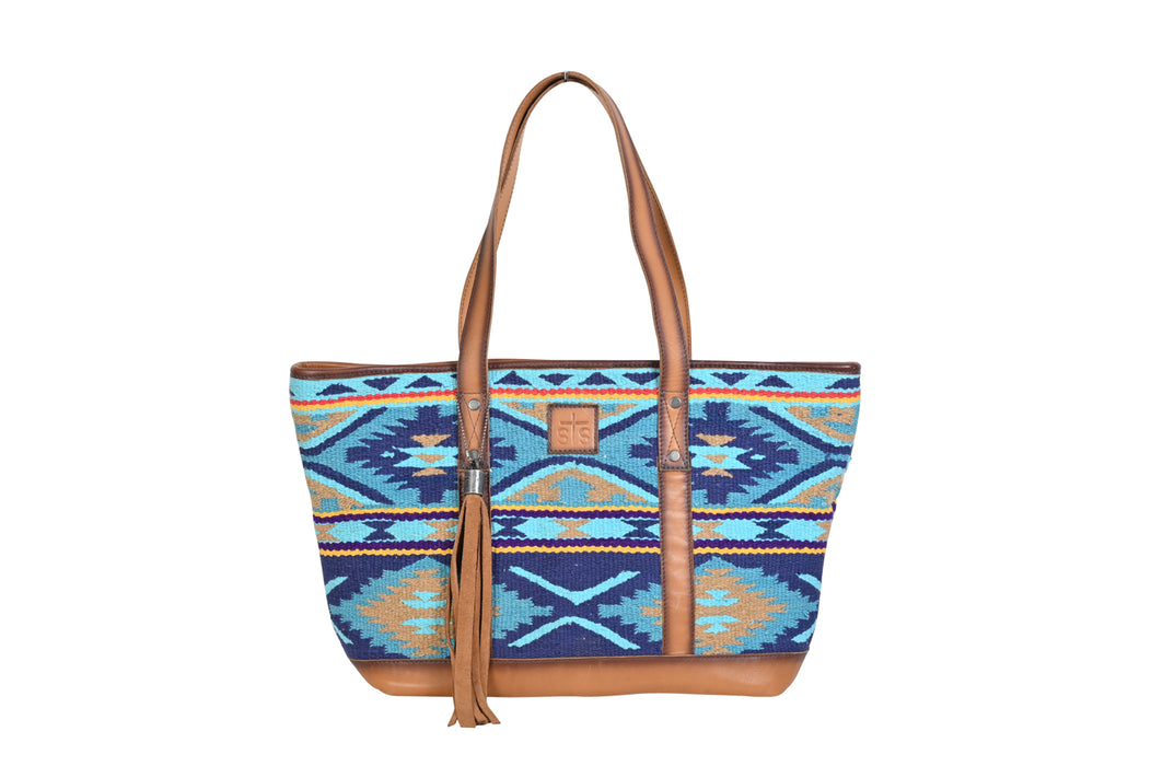 STS Ranchwear Womens Mojave Sky Multi-Color Leather Shoulder Tote Bag