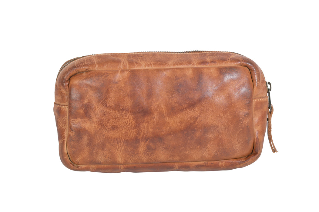 STS Ranchwear Womens Sweetgrass Cosmetic Bag Tan Leather Makeup Case