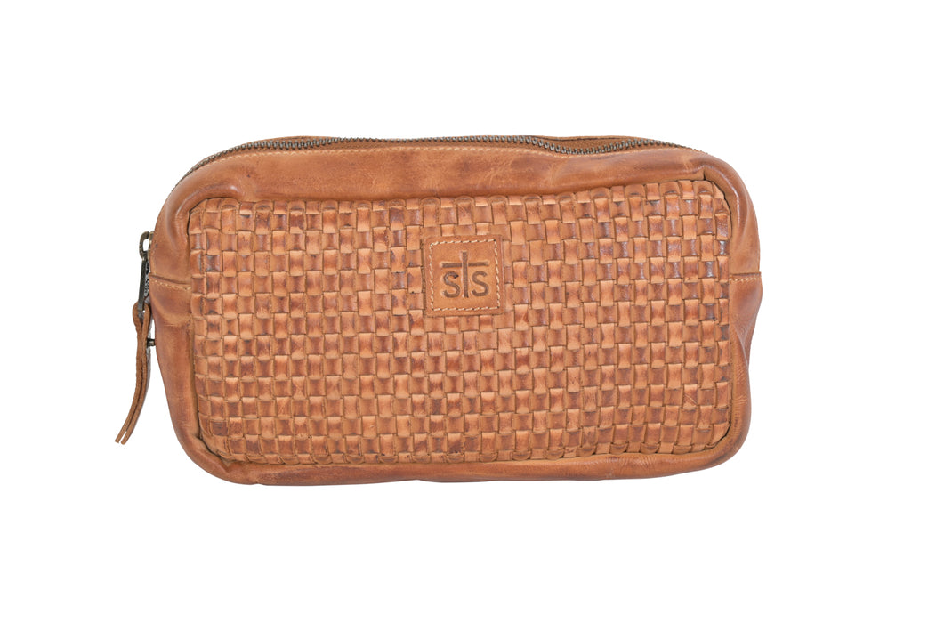 STS Ranchwear Womens Sweetgrass Cosmetic Bag Tan Leather Makeup Case