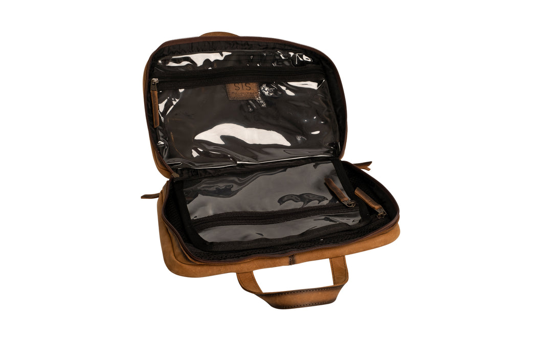 STS Ranchwear Unisex Cowhide Toiletry Bag Cowhide/Tan Leather Shave Kit