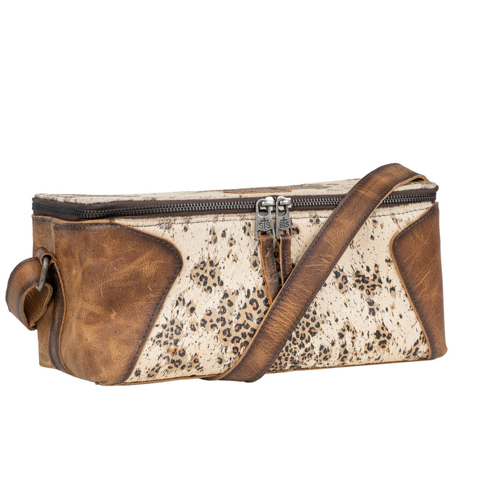 STS Ranchwear Womens Serengeti Maddi Carry All Cream/Leopard Leather Makeup Case