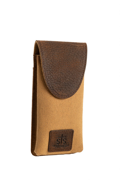 STS Ranchwear Unisex Buffalo Creek Vertical Tan/Chestnut Leather Sunglass Case