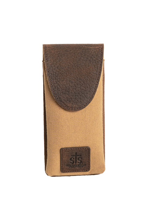 STS Ranchwear Unisex Buffalo Creek Vertical Tan/Chestnut Leather Sunglass Case