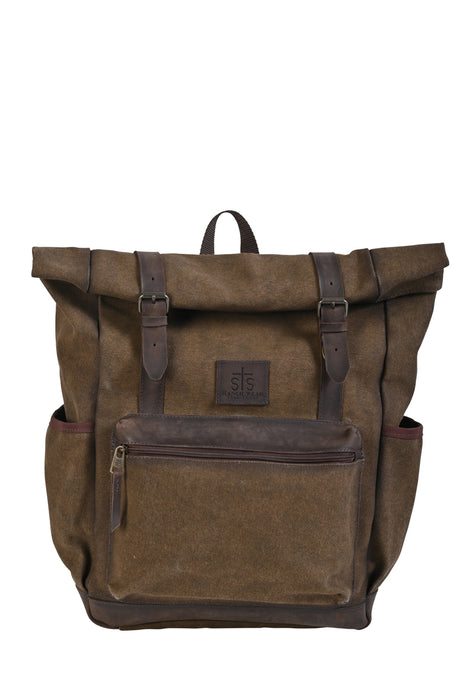 STS Ranchwear Mens Trailblazer Jeremiah Brown/Chocolate Canvas/Leather Backpack