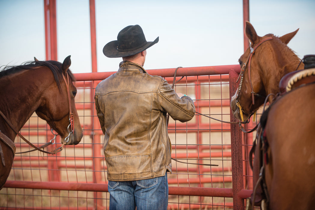 STS Ranchwear Mens Ranch Hand Brush Leather Leather Jacket