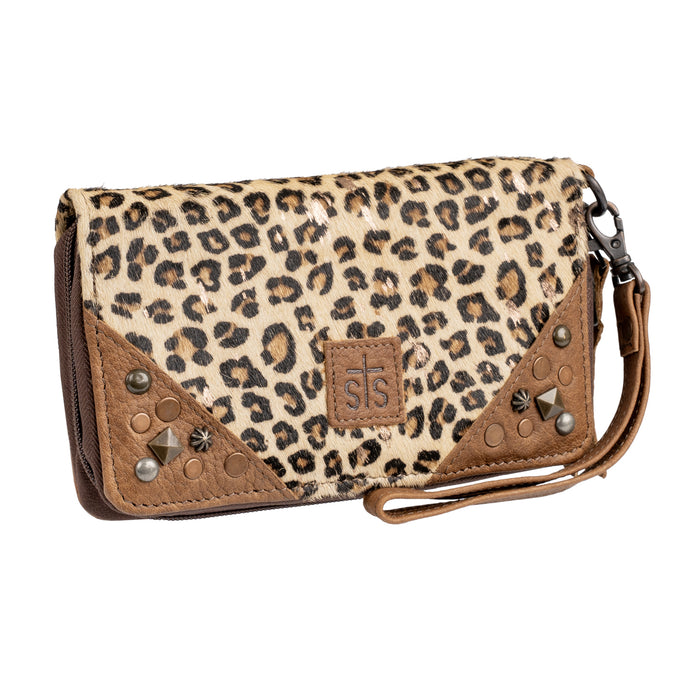 STS Ranchwear Womens Great Plains Kacy Organizer Leopard Print Leather Bag