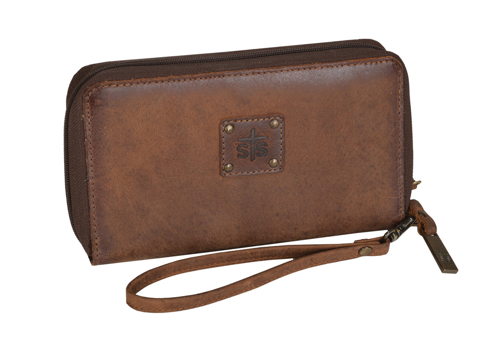 STS Ranchwear Kacy Organizer Mens Leather Bag Clutch Brown