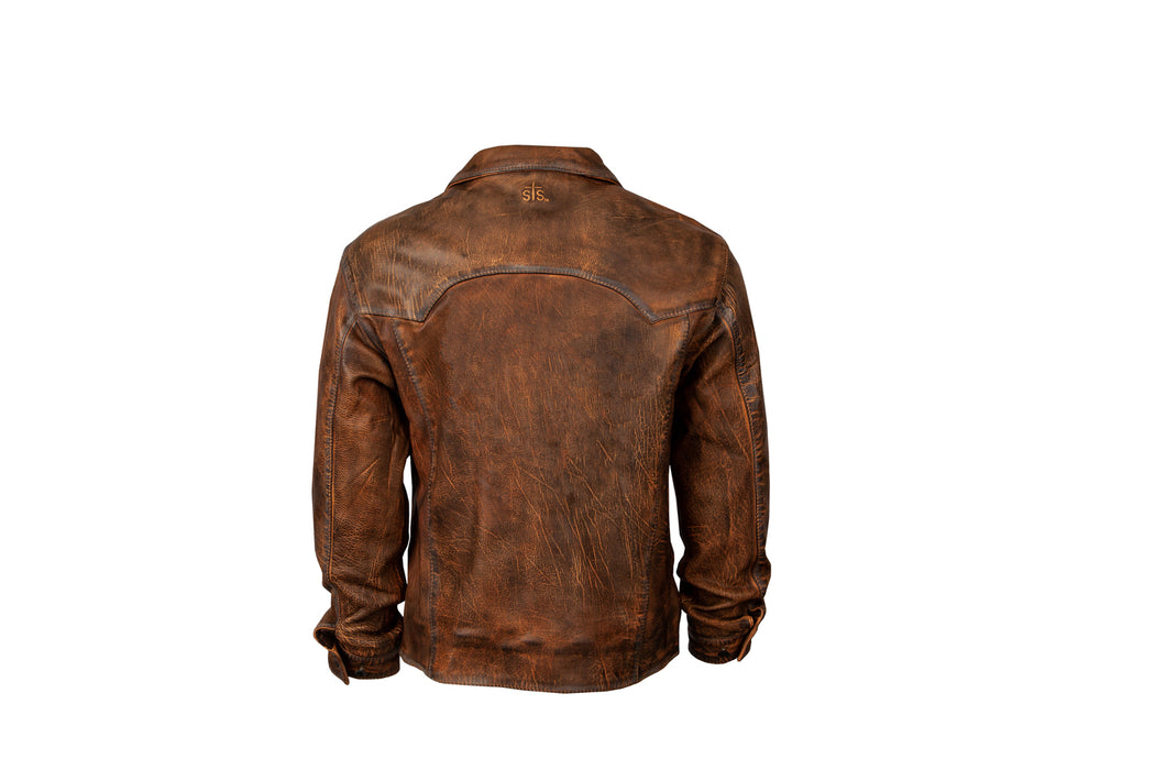 STS Ranchwear Mens Jesse James Dark Toffee Brown Leather Leather Jacket