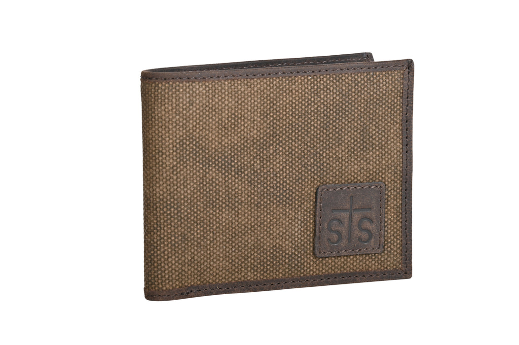 STS Ranchwear Unisex Trailblazer Chocolate Canvas/Leather Bifold Wallet