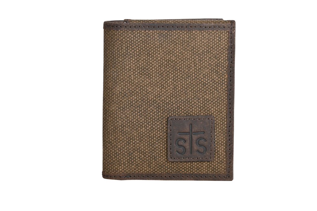 STS Ranchwear Mens Trailblazer Cash Wallet Chocolate Canvas/Leather Money Clip