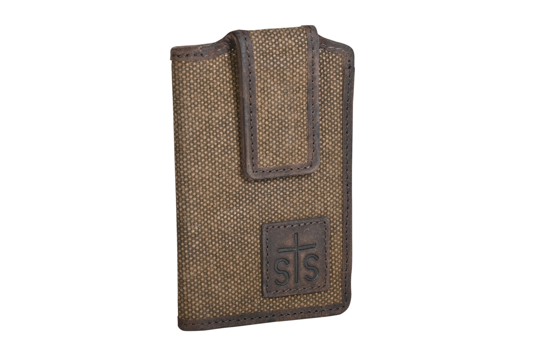 STS Ranchwear Mens Trailblazer Brown/Chocolate Canvas/Leather Money Clip