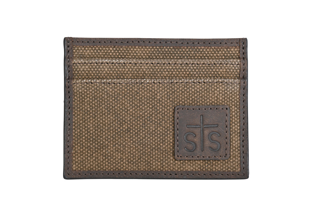 STS Ranchwear Mens Trailblazer Brown/Chocolate Canvas/Leather Card Wallet