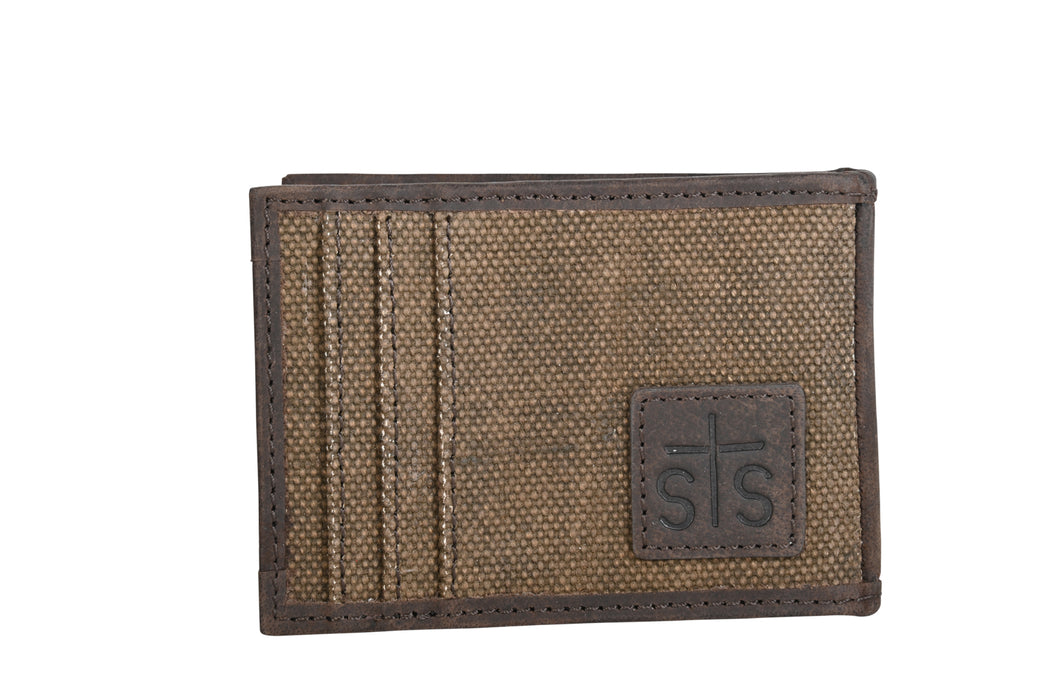 STS Ranchwear Mens Trailblazer Card Wallet Brown Canvas/Leather Card Wallet