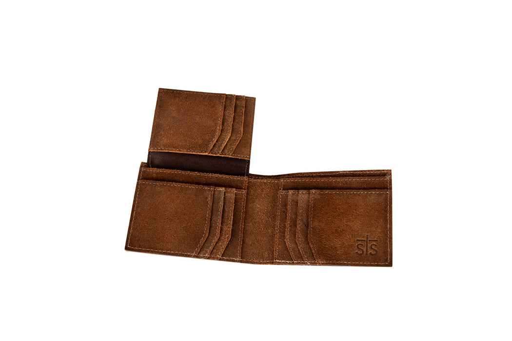 STS Ranchwear Mens Interior Distressed Brown Cowhide Bifold Wallet