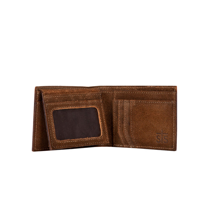 STS Ranchwear Mens Interior Distressed Brown Cowhide Bifold Wallet