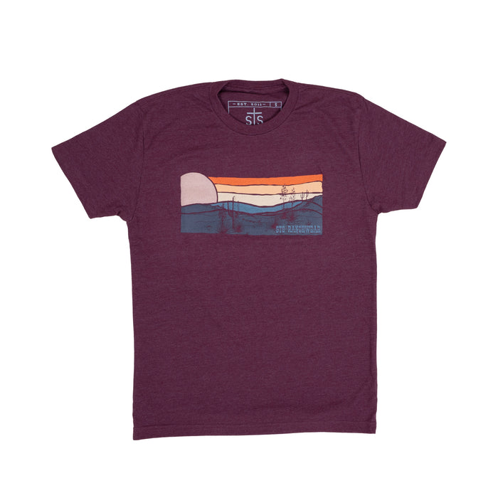 STS Ranchwear Unisex Desert Sunset Tee Maroon/Gray Cotton S/S T-Shirt