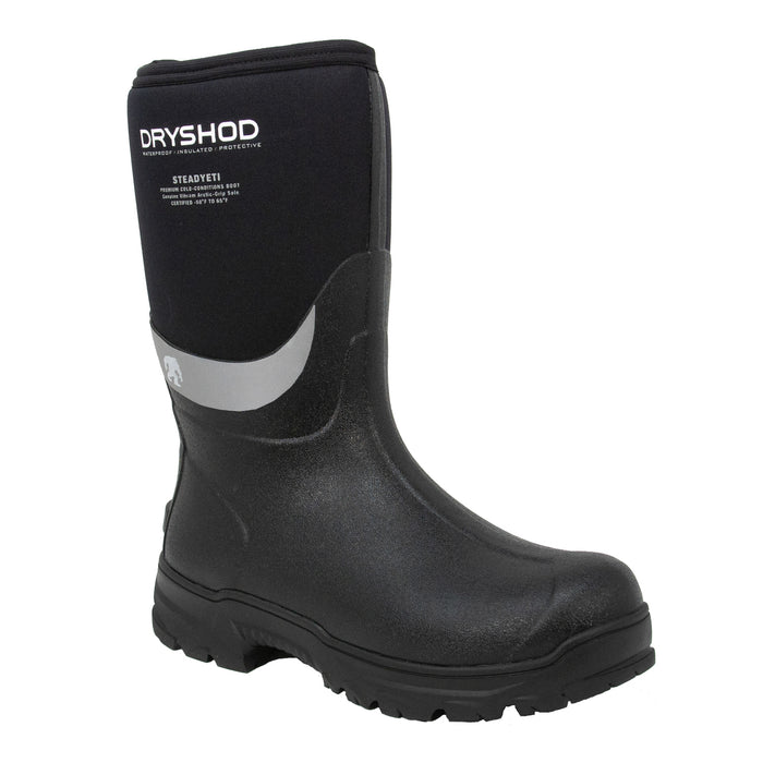 Dryshod Mens Steadyeti Arctic Grip Mid Black/Grey Rubber Snow Boots