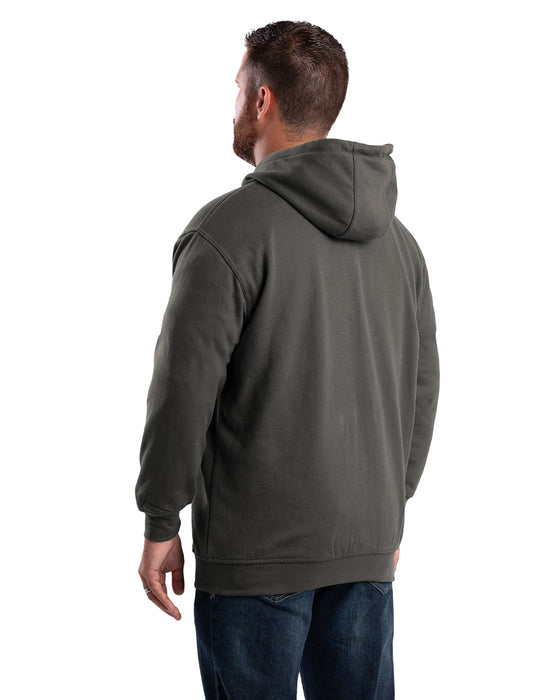 Berne Apparel Mens Heritage Thermal-Lined Zip Charcoal Cotton Blend Hoodie