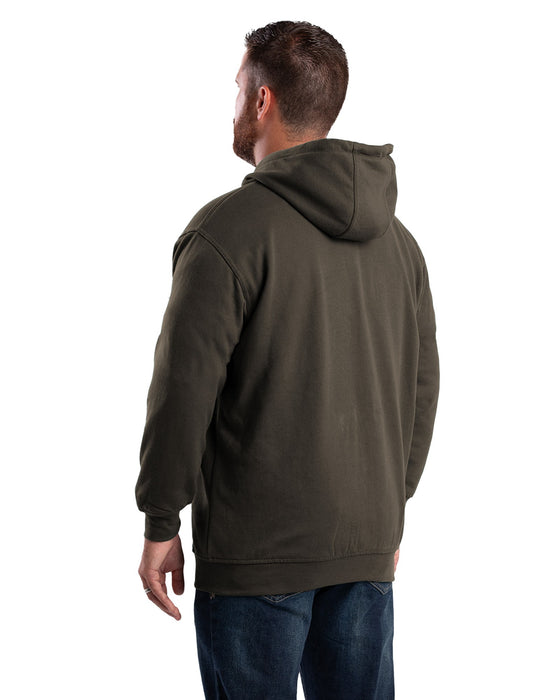 Berne Apparel Mens Heritage Thermal-Lined Zip Dark Brown Cotton Blend Hoodie