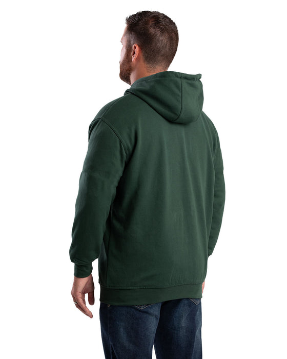 Berne Apparel Mens Heritage Thermal-Lined Zip Green Cotton Blend Hoodie