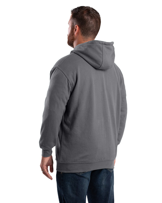 Berne Mens Heritage Thermal-Lined Full-Zip Graphite Cotton Blend Hoodie