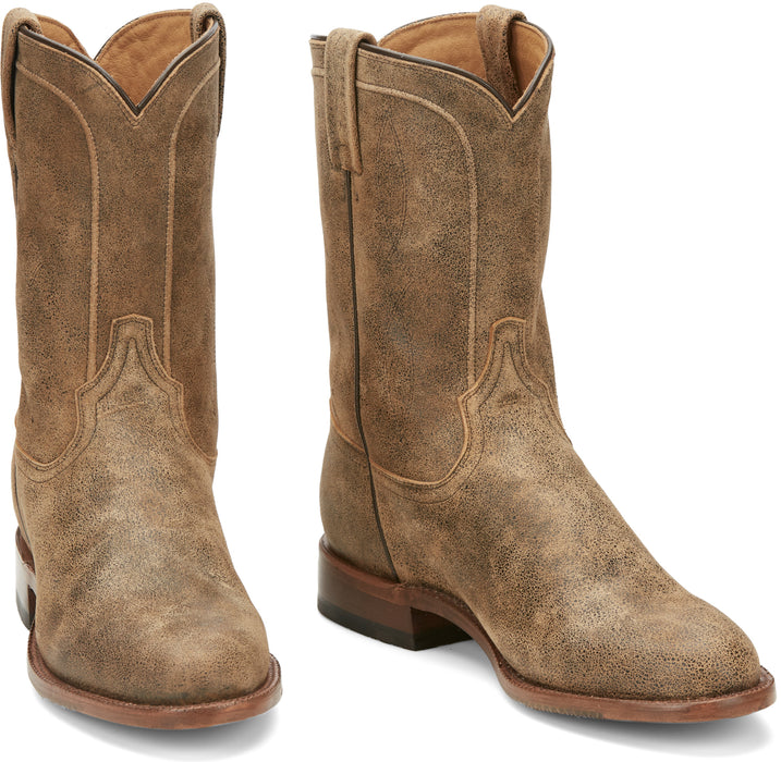 Justin 10in Goat Mens Desert Tan Monterey Leather Cowboy Boots