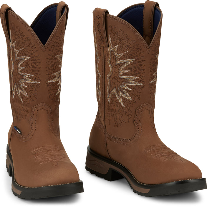 Tony Lama 11in Waterproof Mens Saddle Boom Leather Cowboy Boots