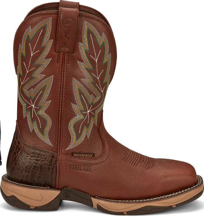 Tony Lama 11in Water Buffalo ST Mens Russet Burgess Leather Cowboy Boots