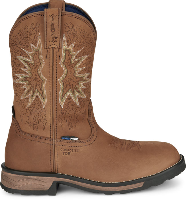 Tony Lama 11in CT WP Mens Saddle Boom Leather Cowboy Boots