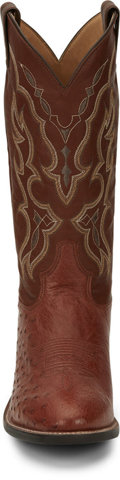 Tony Lama 13in R Toe Mens Cognac Smooth Quill Ostrich Cowboy Boots