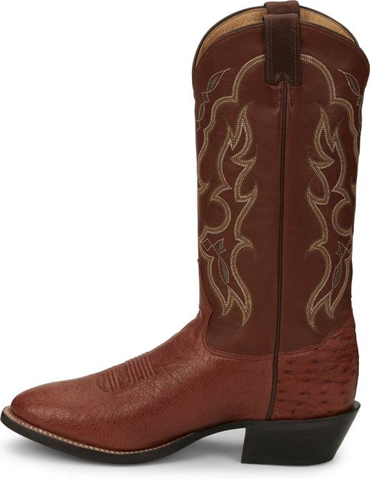 Tony Lama 13in R Toe Mens Cognac Smooth Quill Ostrich Cowboy Boots