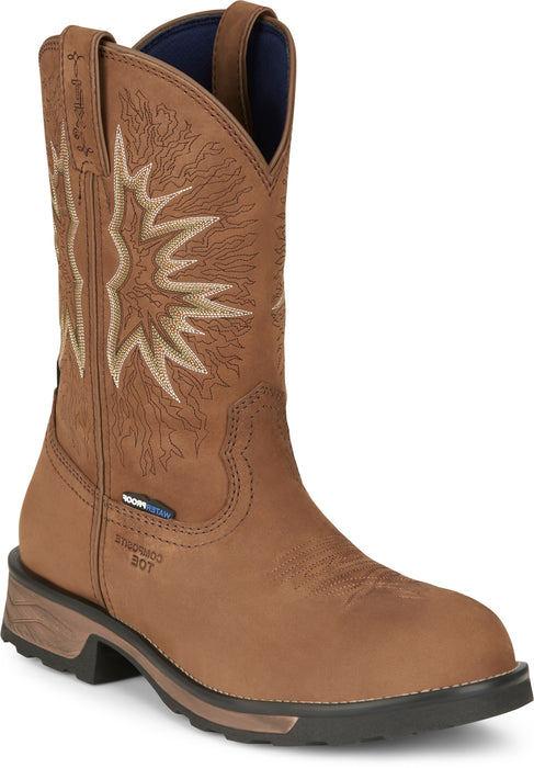 Tony Lama 11in CT WP Mens Saddle Boom Leather Cowboy Boots