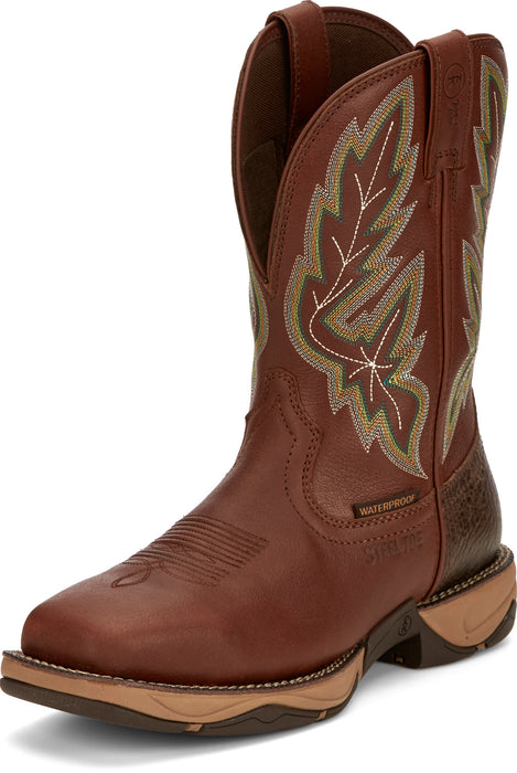 Tony Lama 11in Water Buffalo ST Mens Russet Burgess Leather Cowboy Boots