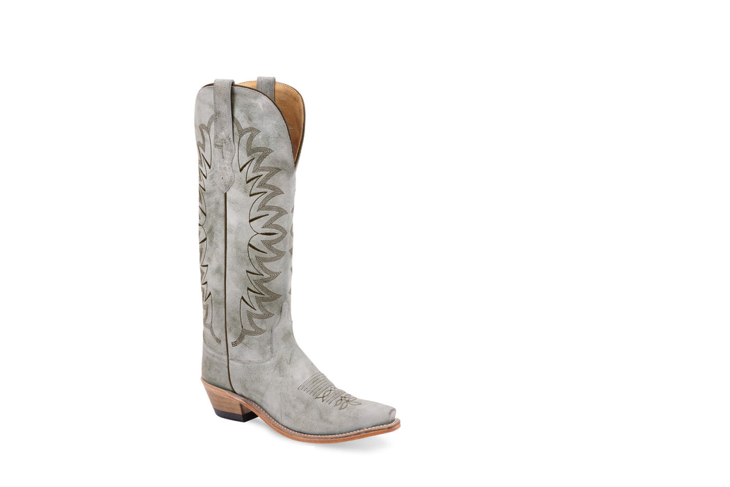 Old West Womens 14in Western Grey Leather Cowboy Boots