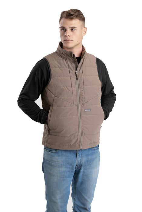 Berne Mens Highland Quilted Work Grey Stone Cotton Blend Vest