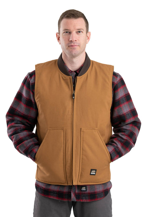 Berne Mens Brown Duck 100% Cotton Duck Workmans Vest Quilt Lined