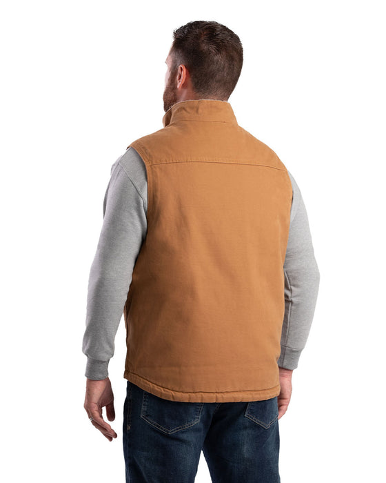 Berne Mens Brown Duck 100% Cotton Canyon Sherpa Lined Vest