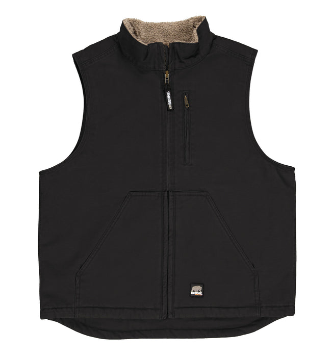 Berne Mens Black 100% Cotton Canyon Sherpa Lined Vest